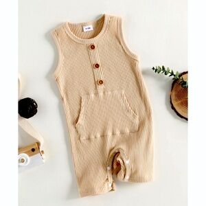 Cozy Tan Sleeveless Kids One Piece